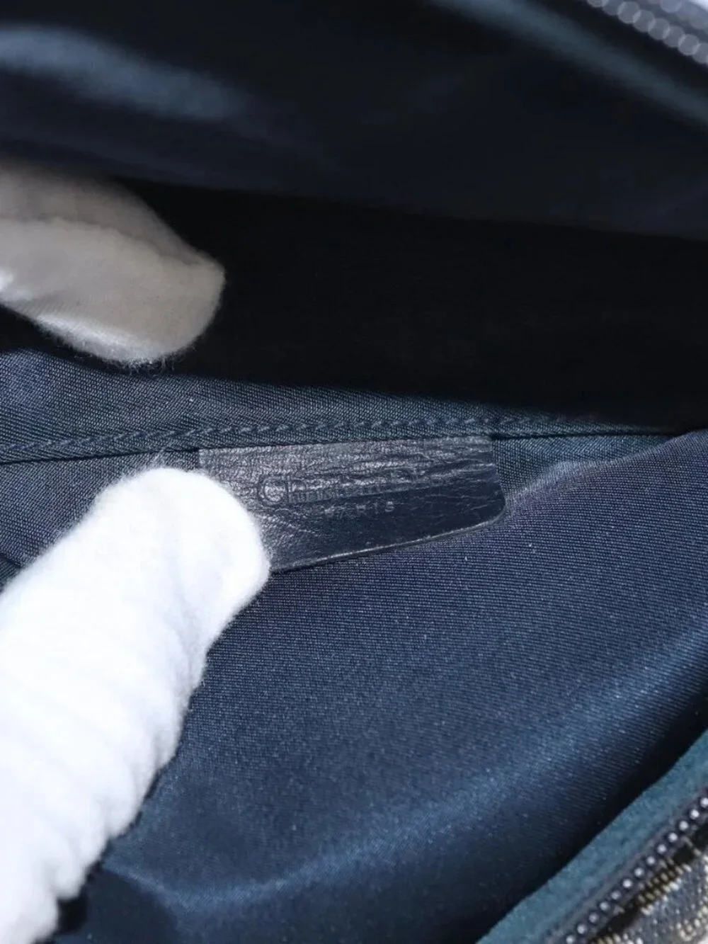 Christian Dior Trotter Canvas Saddle Pouch Navy Gold Auth 157216 - Picture 11 of 16